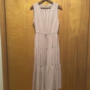 Calvin Klein Textured Gauzy Tiered Maxi Dress-Pale Purple-Sz 16-Ties-Beachy-Boho